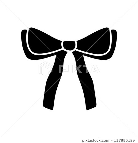 Hand drawn bow, simple black silhouette, elegant decorative element Hand drawn bow, simple black silhouette, elegant decorative element 137996189