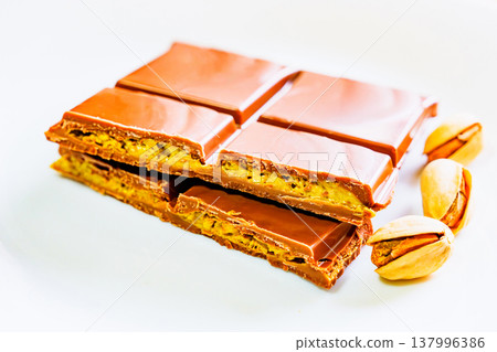 Dubai chocolate is a trendy chocolate. [Image of Dubai chocolate] 137996386