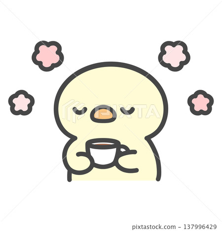 A hand-drawn illustration of a chick holding a cup and taking a moment to relax with coffee or tea. A hand-drawn illustration of a chick holding a cup and taking a moment to relax with coffee or tea. 137996429