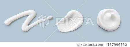 Cosmetic cream swatches set on blue backdrop Cosmetic cream swatches set on blue backdrop 137996530