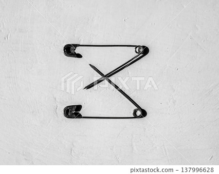 Two pins are a black and white photo composition. 137996628