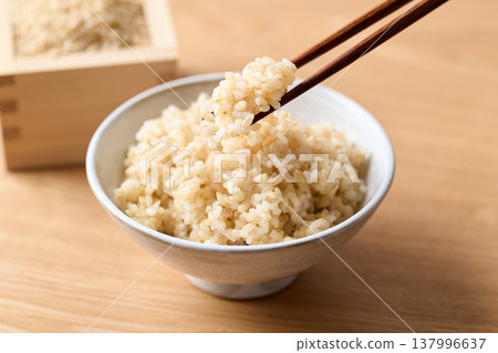 Brown rice served in a bowl Brown rice served in a bowl 137996637