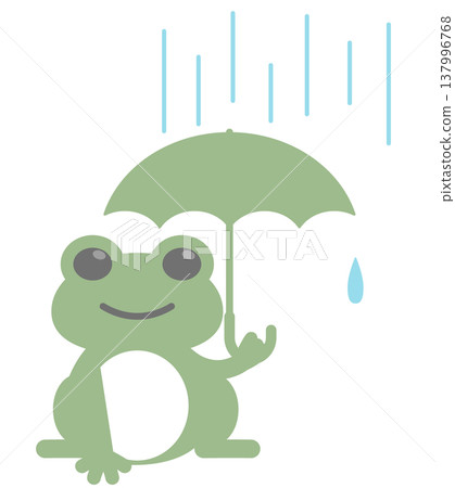 A cute flat illustration of a frog holding an umbrella on a rainy day. A cute flat illustration of a frog holding an umbrella on a rainy day. 137996768