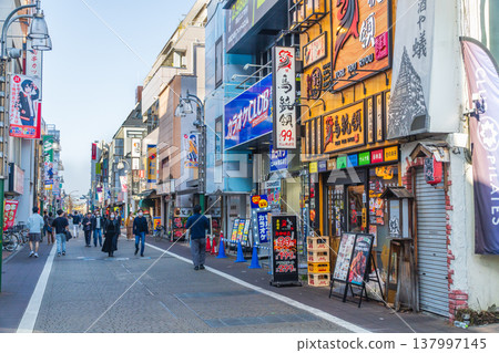 Tokyo, Musashi-Sakai Station North Exit, Skip Street, view from the station towards the back. 137997145
