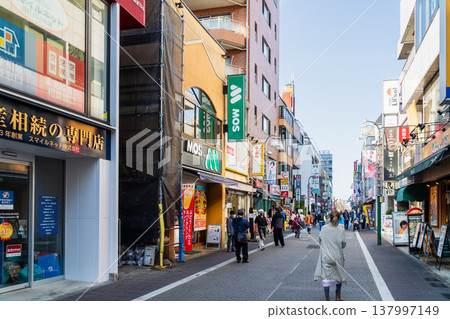 Tokyo, Musashi-Sakai Station North Exit, Skip Street, view from the station towards the back. 137997149