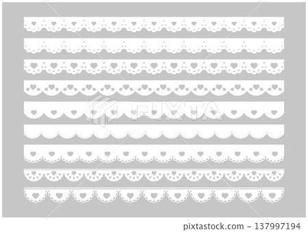 Cute heart lace line material - Heart lace vector illustration s 137997194