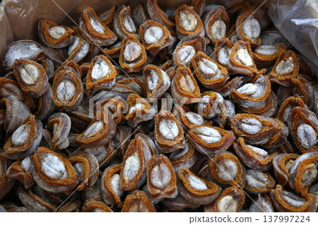 Top-quality dried abalone sold at a dried goods store on Des Voeux Road West in Hong Kong 137997224