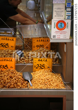Dried shrimp sold at a dry food store in the west of Des Voeux Road, Hong Kong. Prices vary depending on the place of origin and size. Dried shrimp sold at a dry food store in the west of Des Voeux Road, Hong Kong. Prices vary depending on the place of origin and size. 137997235