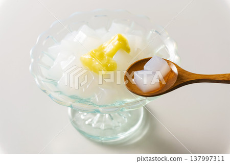 Nata de coco with pineapple 137997311