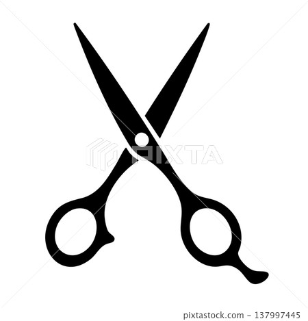 Simple scissors icon, black silhouette illustration Simple scissors icon, black silhouette illustration 137997445