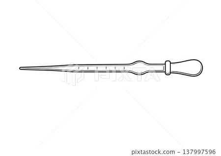 滴管(駒込吸管/移液器)的簡單線條圖。 滴管(駒込吸管/移液器)的簡單線條圖。 137997596