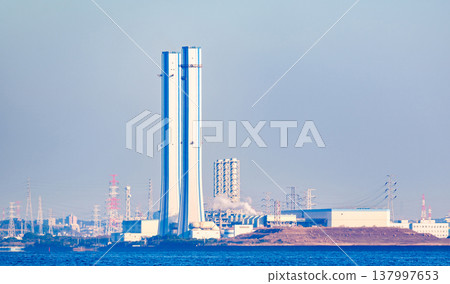 Thermal power plant [Image of power generation using fossil fuels] 137997653