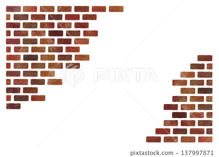 Hand-drawn style brick background illustration material 137997871