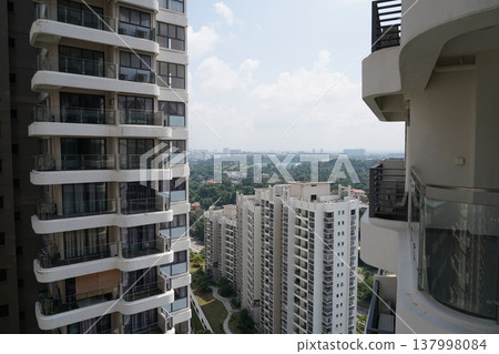 Cityscape from Balcony High Rise Buildings Urban Living Cityscape from Balcony High Rise Buildings Urban Living 137998084