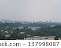 Cityscape Overlooking Lush Greenery in Cloudy Weather 137998087