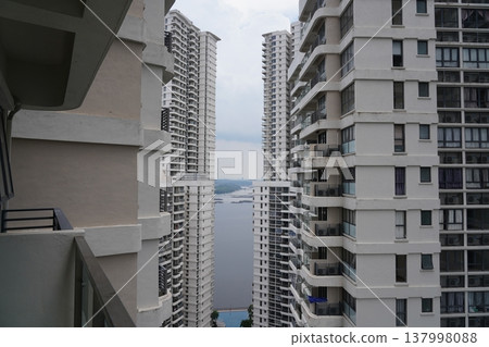Apartment Buildings and River View Urban Landscape Apartment Buildings and River View Urban Landscape 137998088