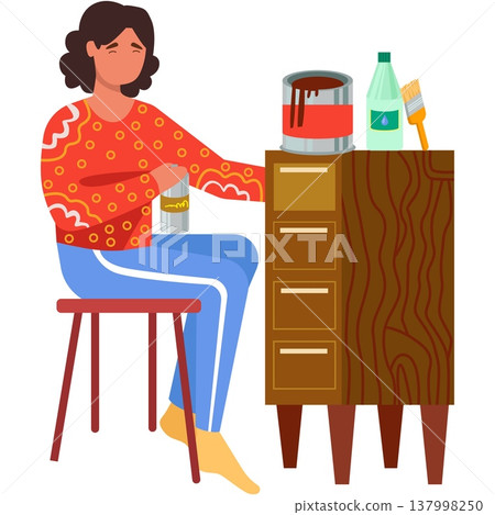 Woman repair craft create furniture vector icon 137998250