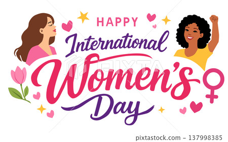 Happy Women s Day. Happy International Women s Day Celebration Quotes. Happy Womens greeting background. International Women s Day sign. flat style. Happy Women s Day. Happy International Women s Day Celebration Quotes. Happy Womens greeting background. International Women s Day sign. flat style. 137998385