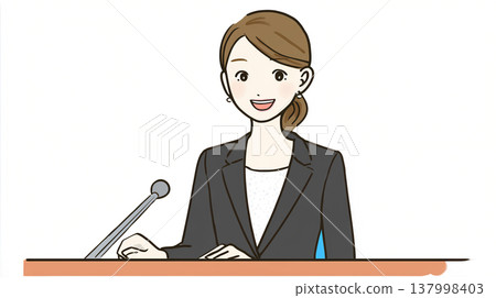 一位擔任播音員的女性的插圖 137998403