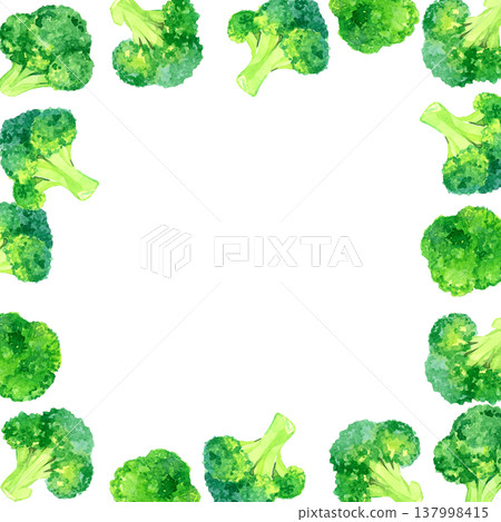 西蘭花邊框 - 手繪水彩蔬菜插畫背景 西蘭花邊框 - 手繪水彩蔬菜插畫背景 137998415