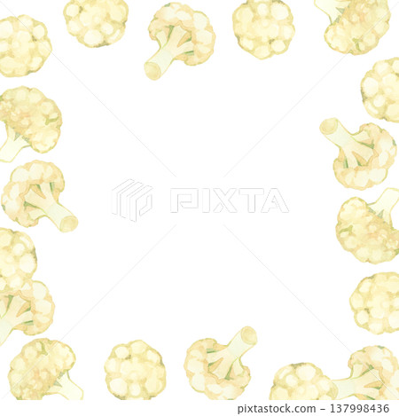 花椰菜邊框 - 手繪水彩蔬菜插畫背景 137998436