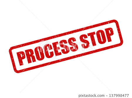 Grungy rubber stamp effect conveying a definitive process stop for project milestones and operational alerts 137998477