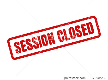 Rectangular grunge effect rubber stamp illustration indicating a specific meeting or period has officially closed 137998542