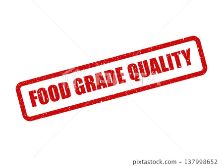 Official grunge effect rubber stamp with text clearly stating food grade quality for consumers 137998652