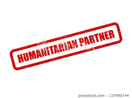 Official looking textured stamp with HUMANITARIAN PARTNER message, emphasizing collaborative relief efforts Official looking textured stamp with HUMANITARIAN PARTNER message, emphasizing collaborative relief efforts 137998744