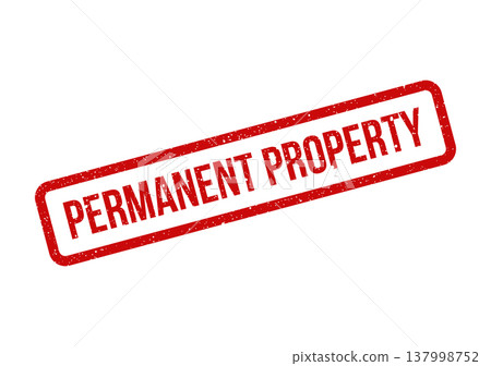 Official permanent property red grunge stamp for asset identification and important documentation purposes 137998752