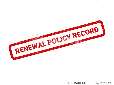 Official red grunge rubber stamp showing the important message renewal policy record for documentation Official red grunge rubber stamp showing the important message renewal policy record for documentation 137998856