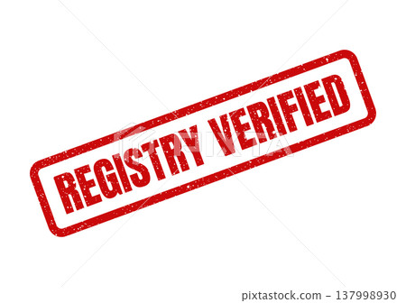 Official red rubber stamp with REGISTRY VERIFIED text for authentication or confirmation of records Official red rubber stamp with REGISTRY VERIFIED text for authentication or confirmation of records 137998930