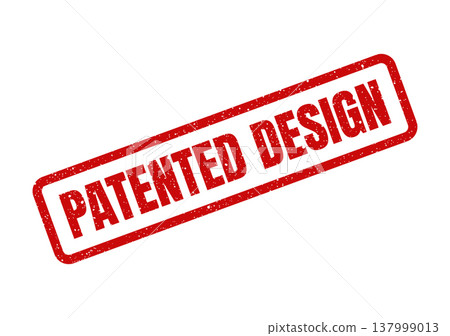 Official textured rubber stamp effect marks a specific item as a patented industrial aesthetic, ensuring its unique visual protection 137999013