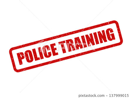 Official vector illustration of a red textured rubber stamp with the bold text police training visible 137999015