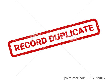 Official warning stamp identifying an existing data or document as a duplicate entry for system management Official warning stamp identifying an existing data or document as a duplicate entry for system management 137999017