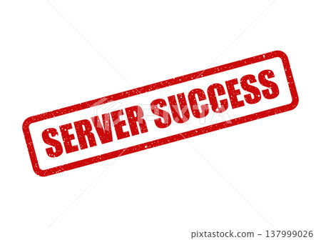 Positive outcome symbolized by a rectangular textured stamp indicating server success for operational completion Positive outcome symbolized by a rectangular textured stamp indicating server success for operational completion 137999026