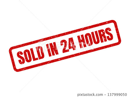 Prominent red rubber stamp clearly indicating a remarkably fast sale completed within a single day, highlighting efficiency and rapid results Prominent red rubber stamp clearly indicating a remarkably fast sale completed within a single day, highlighting efficiency and rapid results 137999050