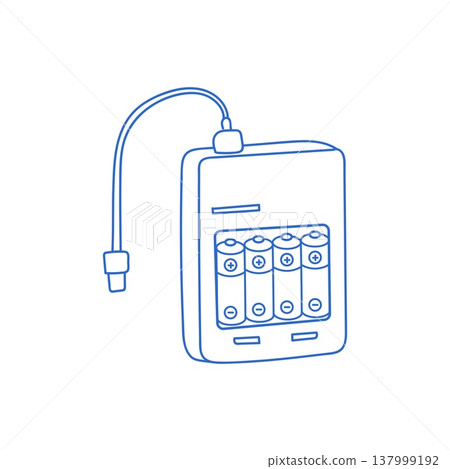 Simple Blue line battery charger with USB cable. Simple Blue line battery charger with USB cable. 137999192