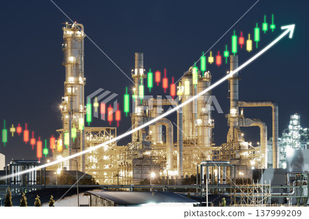 Oil Refinery Plant with Increasing Price. Oil Refinery Plant with Increasing Price. 137999209