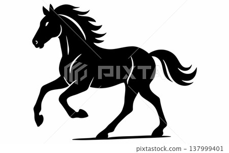Elegant Horse Silhouette in Motion Elegant Horse Silhouette in Motion 137999401