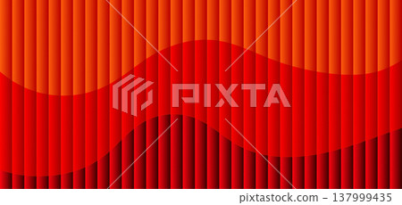 Vibrant red orange ribbed glass texture with glossy vertical waves. Vibrant red orange ribbed glass texture with glossy vertical waves. 137999435