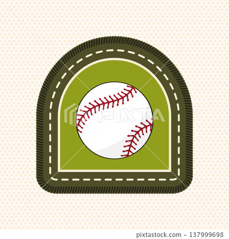Baseball badge, retro vintage sport emblem in stitched patch style for baseball team logo, branding and apparel design. Vector Baseball badge, retro vintage sport emblem in stitched patch style for baseball team logo, branding and apparel design. Vector 137999698