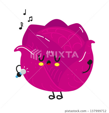 Red cabbage character singing and having fun with music 137999712