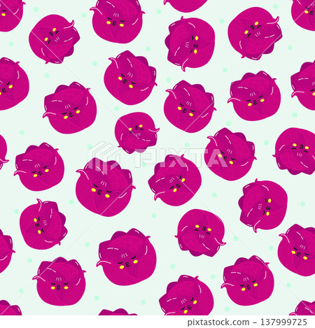 Kawaii red cabbage vegetable seamless pattern 137999725