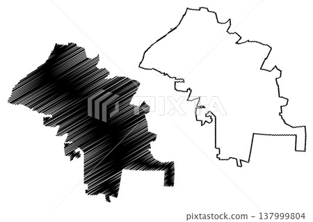 Campeche municipality (Free and Sovereign State of Campeche, Mexico, United Mexican States) map vector illustration, scribble sketch map 137999804