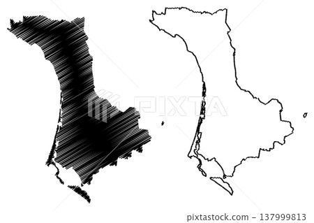 Comondu municipality (Free and Sovereign State of Baja California Sur, Mexico, United Mexican States) map vector illustration, scribble sketch Comondu map 137999813