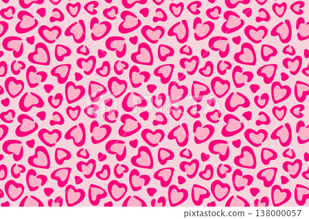 Heart-shaped leopard print background, seamless pink leopard pattern 138000057