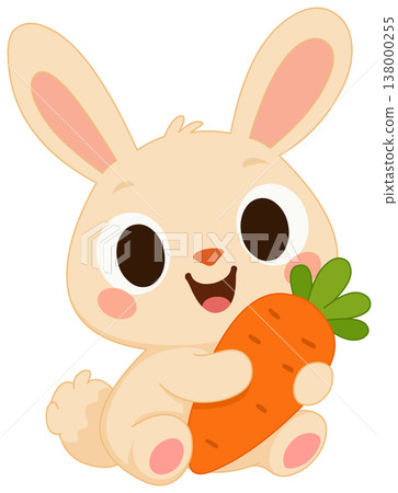 Cute Little Rabbit with Carrot 138000255