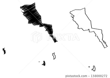 Ensenada municipality (Free and Sovereign State of Baja California, Mexico, United Mexican States) map vector illustration, scribble sketch Ensenada map 138000272