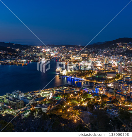 Night view of downtown Nagasaki City from Nabekanmuriyama Night view of downtown Nagasaki City from Nabekanmuriyama 138000398